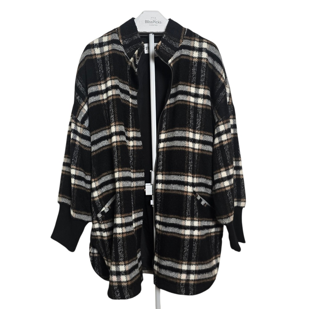 Steve Madden Plaid Shacket Womens Large Heavy Flannel Lined Jacket Oversized - Picture 5 of 11